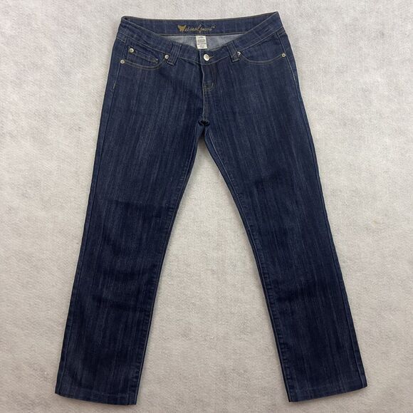 Wet Seal Jeans Womens Size 9 Blue Straight Leg Lo Rise Dark Wash Denim 28x27 - Picture 4 of 14
